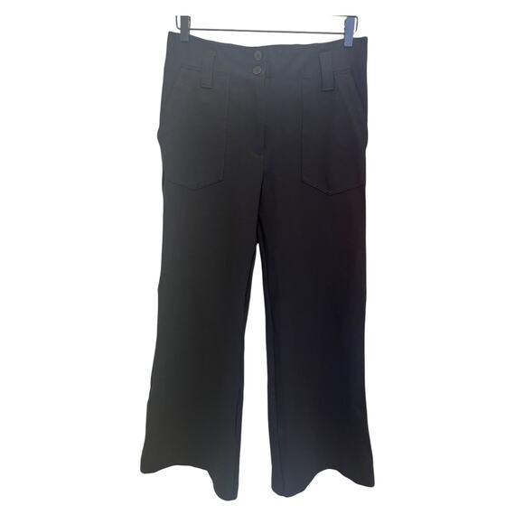 Anthropologie Maeve Naomi Ponte Wide-Leg Flare Pants Black Size 10 - Picture 2 of 5